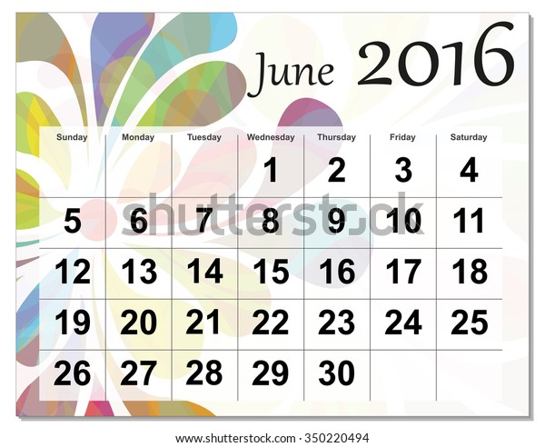 June 16 Calendar Stock Illustration