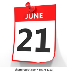 June 21 Calendar On White Background Stock Illustration 507754723