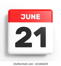 June 21 Calendar On White Background Stock Illustration 611646233