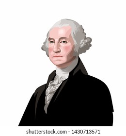 june 22, 2019: A coloured illustration of a portrait of the first President of USA George Washington on a white background. - Powered by Shutterstock