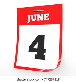 June 4 Calendar On White Background Stock Illustration 747287119