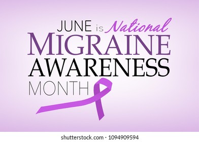 June is National Migraine Awareness Month, background with lavender ribbon - Powered by Shutterstock