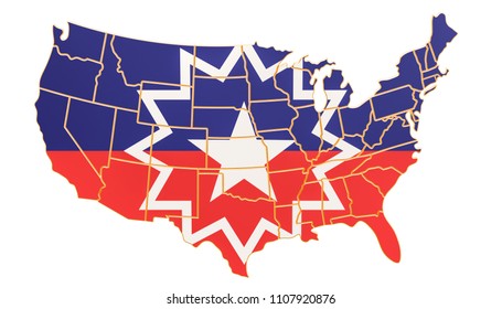 Juneteenth Flag On The Map Of The USA, 3D Rendering