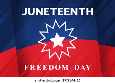 Juneteenth Freedom Day banner. African - american Independence day. Juneteenth flag and white text.