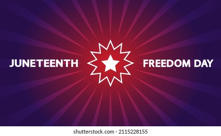 Juneteenth Freedom Day Festive Banner. African - American Independence Day. White Text And Star On Red Blue Background.