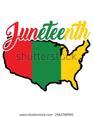 Juneteenth typography design on plain white transparent isolated background for card, shirt, hoodie, sweatshirt, apparel, tag, mug, icon, poster or badge