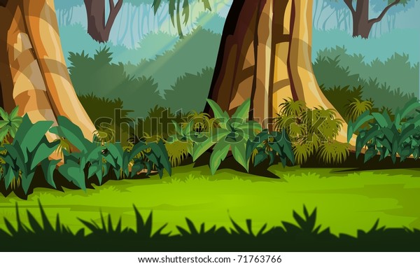 ジャングルの背景 心地よい景色 のイラスト素材