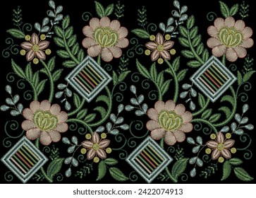 jungle print geometric and floral bunches all over design pattern.