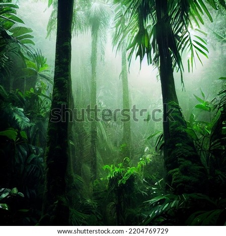 jungle Rain Forest 3d rendering,