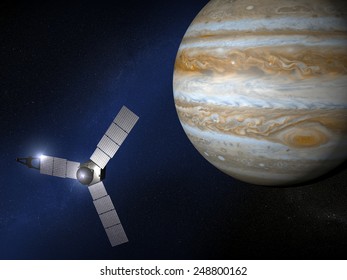 Jupiter And Juno Space Probe. Element Of This Image Are Furnished By NASA