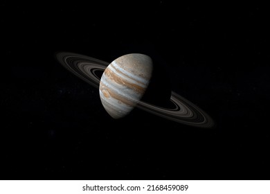 Jupiter Planet And Her Rings In The Outer Space. 3d Rendering