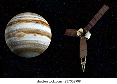 Jupiter And Satellite Juno Elements Of This Image Furnished By NASA