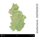 Jura. Administrative area of France isolated on white on a OpenStreetMap Humanitarian style map