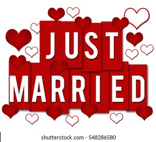 Just Married Red Hearts Stock Illustration 548286580 | Shutterstock