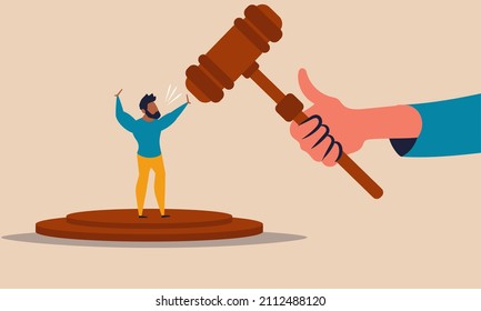 Justice of discrimination and judge law racism and injustice concept. Unfair multiracial people and freedom right issue illustration. Human equal and legal democracy support and stop problem