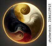 justice scale golden heart yin yang taoism