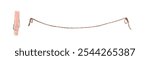 Jute rope stretched between two pegs, a string and a cloth clip design element set isolated on white. Hand painted watercolor illustration. Perfect for eco design, packages, banners.