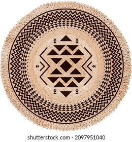 Jute  Texture  Handmade African Baskets Ethnic Pattern Design Round Round Woven Basket Tray Natural Handmade Flat Bamboo Basket Bohemian Wall  Decorative Spiral