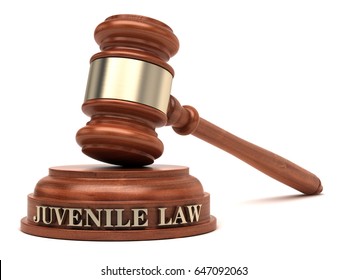 Juvenile Law Text On Sound Block & Gavel. 3d Illustration