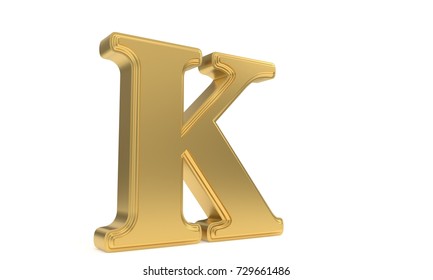 3d Cute Gold Metal Letter K Stock Illustration 446546890