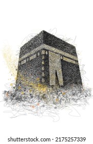 Kaaba Tawaf Sketch Art Illustration