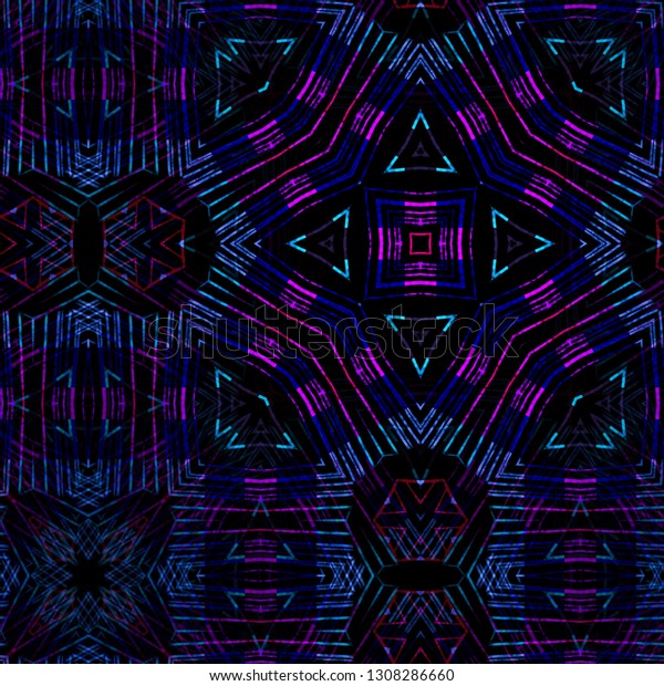 Kaleidoscope Color Pattern Geometric Neon Watercolor Stock