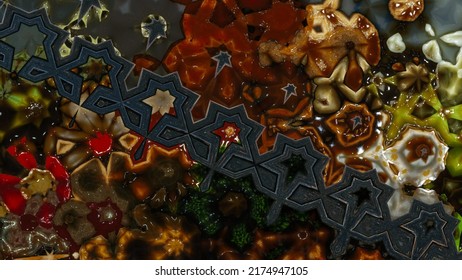 Kaleidoscope Effect Background With Natural Textures Of Animals And Nature Plants Flowers And Food. Fruit