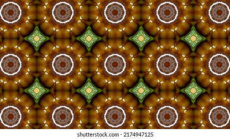 Kaleidoscope Effect Background With Natural Textures Of Animals And Nature Plants Flowers And Food. Fruit