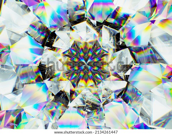 kaleidoscope Gemstone or shining diamond\
pattern background. 3d render, 3d\
illustration