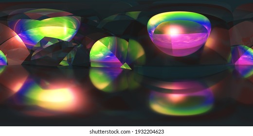 Kaleidoscope, HDRI, Environment Map , Round Panorama, Spherical Panorama, Equidistant Projection, Panorama 360, Multicube, Abstract Background, 3d Rendering