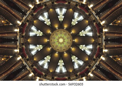 Kaleidoscope Image Of Store Fronts At Night