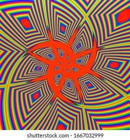 kaléidoscope de bandes et de carrés de curling multicolores.
 Illustration 3d, rendu 3d.
