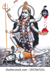 kali white goddess of death indian hindu illustration