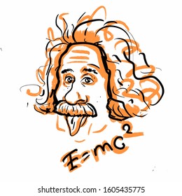 Kaliningrad , Russia, 04.01.2020. The Comic Caricature. Cartoon. A Funny Sketch Portrait Of The Physicist Albert Einstein.