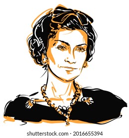 Kaliningrad, Russia 8 October 2020 , Gabrielle Chanel Coco Sketch Portrait Illustration