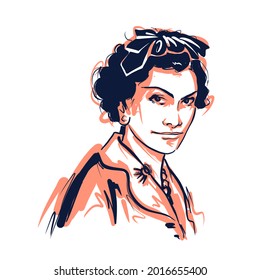 Kaliningrad, Russia 8 October 2020 , Gabrielle Chanel Coco Sketch Portrait Illustration