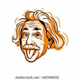 Kaliningrad, Russia January 04, 2020: Albert Einstein portrait sketch. The theoretical physicist who developed the theory of relativity, one of the two pillars of modern physics.