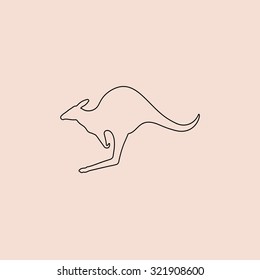 Kangaroo. Outline Icon. Simple Flat Pictogram On Pink Background