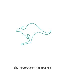 Kangaroo. Outline Symbol On White Background. Simple Line Icon