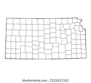 Kansas - Outline Map With Counties