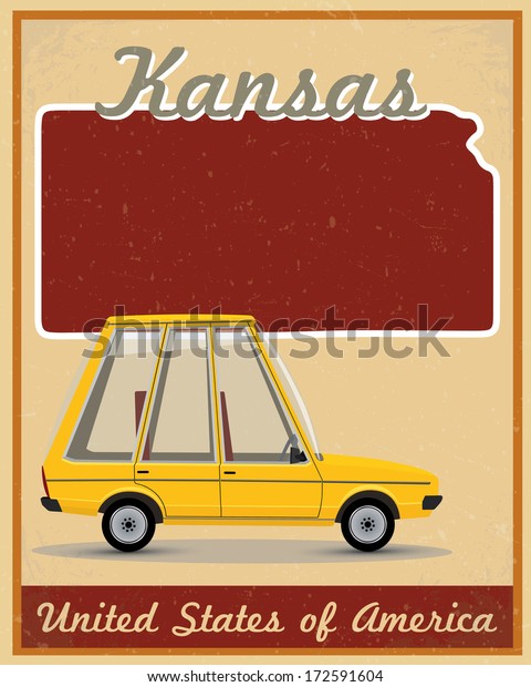 Kansas road trip vintage\
poster