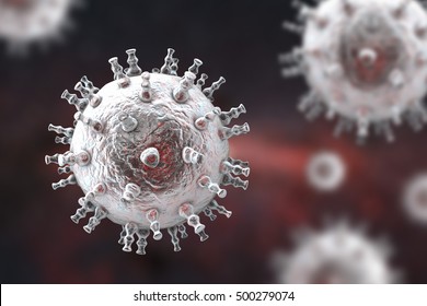 Kaposi's Sarcoma Virus. 3D Illustration Of A Herpes Virus Type 8 Which Causes Kaposi's Sarcoma In HIV-infected Patients