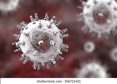 Kaposi's Sarcoma Virus. 3D Illustration Of A Herpes Virus Type 8 Which Causes Kaposi's Sarcoma In HIV-infected Patients