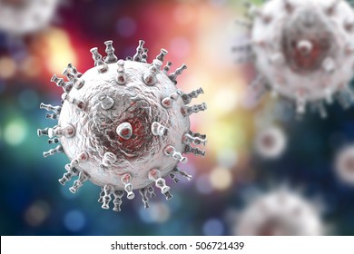 Kaposi's Sarcoma Virus. 3D Illustration Of A Herpes Virus Type 8 Which Causes Kaposi's Sarcoma In HIV-infected Patients