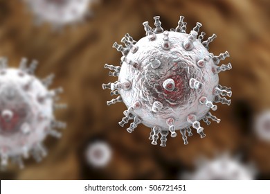 Kaposi's Sarcoma Virus. 3D Illustration Of A Herpes Virus Type 8 Which Causes Kaposi's Sarcoma In HIV-infected Patients