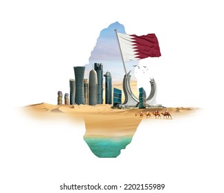 Karachi, Pakistan. 15 September. 3d Rendering Qatar Skyline For National Day 3D Illustration