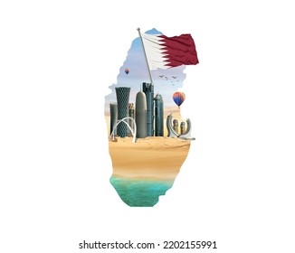 Karachi, Pakistan. 15 September. 3d Rendering Qatar Skyline For National Day 3D Illustration