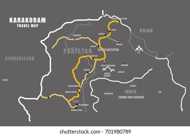 Karakoram Travel Map / Pakistan 