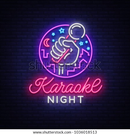 karaoke night neon sign luminous logoのイラスト素材 1036018513
