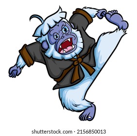 The karate yeti is kicking practice highly of illustration